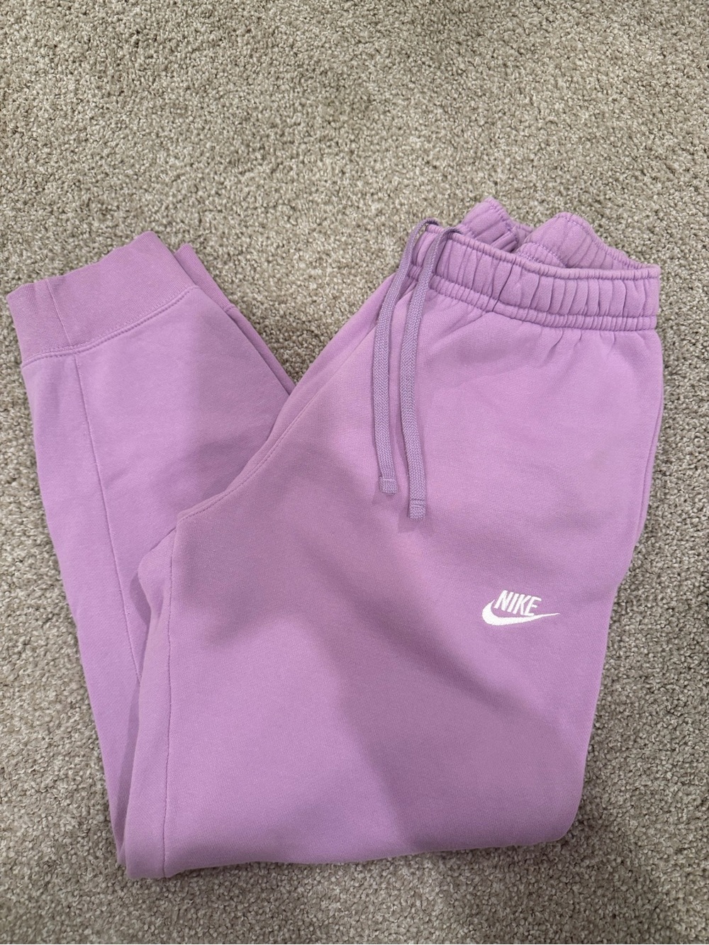 Nike Kids Purple Fleece Joggers with White Swoosh